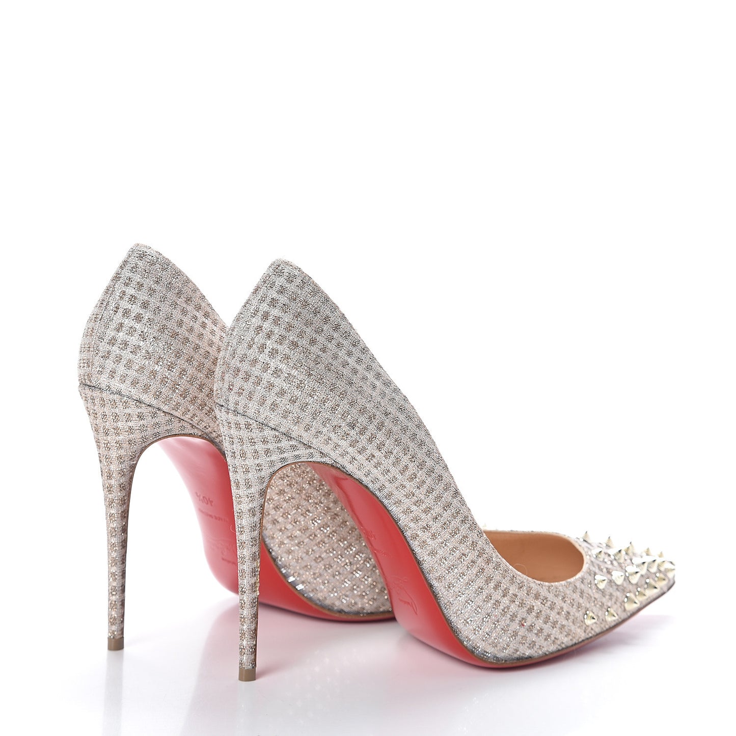 Metallic Lurex Spikyshell 100 Pumps 40.5 Nude White Gold