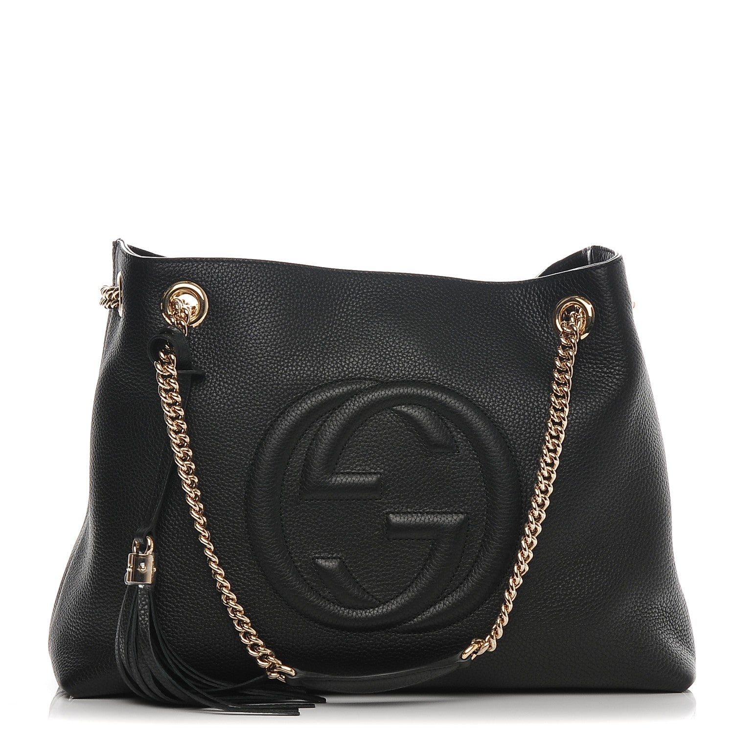 Gucci Pebbled Calfskin Medium Soho Chain Shoulder Bag Black 1 of 6