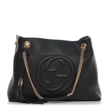 Gucci Pebbled Calfskin Medium Soho Chain Shoulder Bag Black 1 of 6