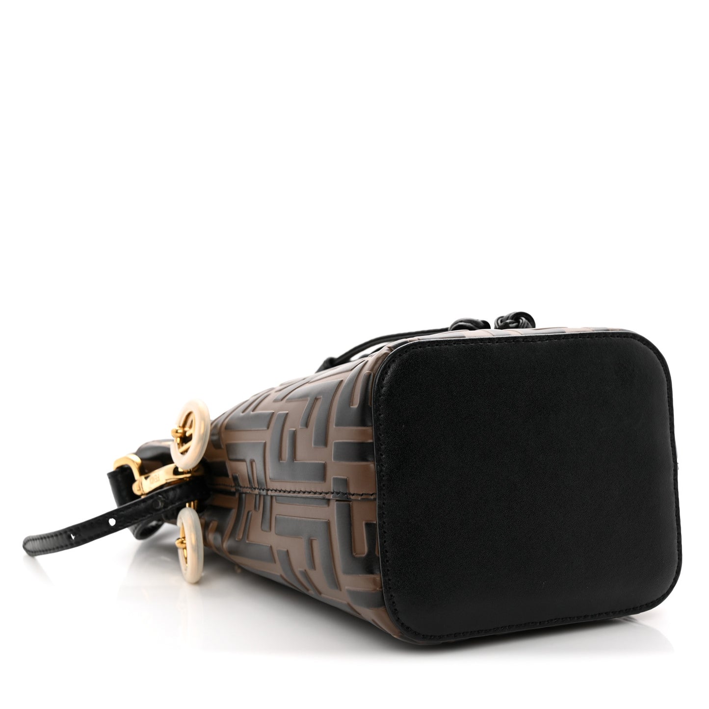 Vitello Liberty F is Fendi Bi-Color FF 1974 Embossed Mini Mon Tresor Bucket Bag Maya Black