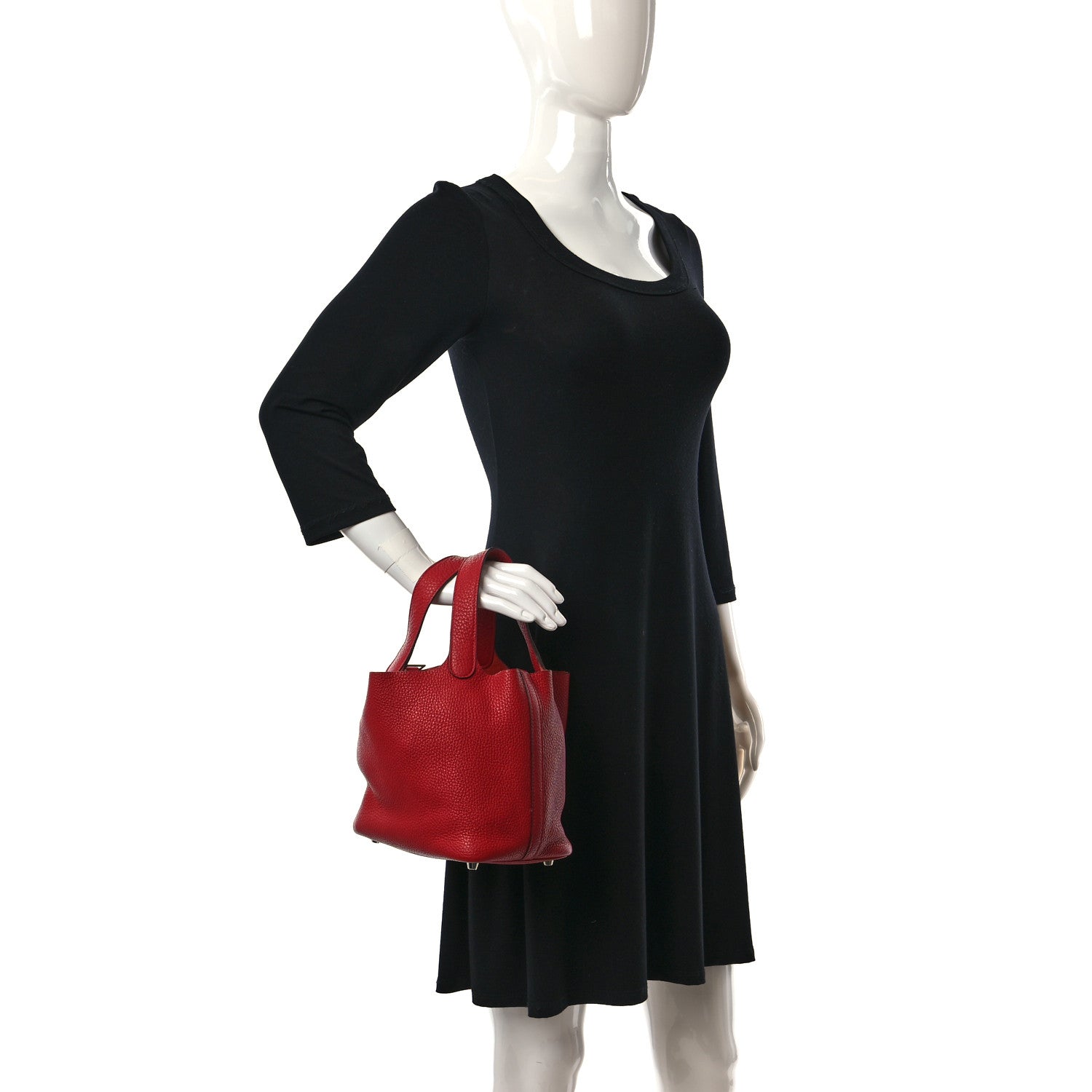 Hermes Taurillon Clemence Picotin Lock 18 PM Rouge Casaque 2 of 13