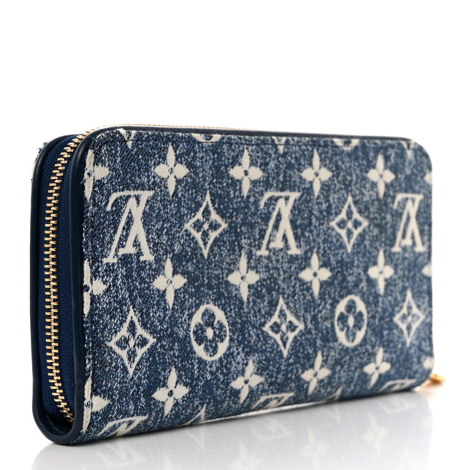 Louis Vuitton Denim Monogram Jacquard Zippy Wallet Blue 3 of 7