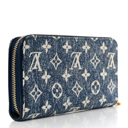 Louis Vuitton Denim Monogram Jacquard Zippy Wallet Blue 3 of 7