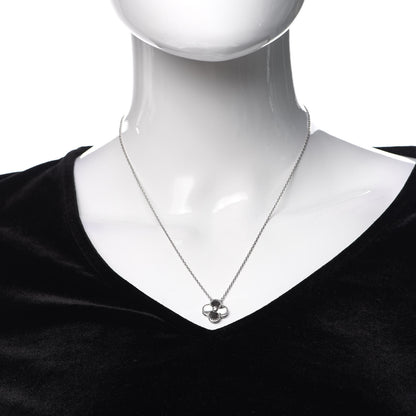 Van Cleef & Arpels 18K White Gold Diamond Guilloche Vintage Alhambra Pendant Necklace 2 of 8