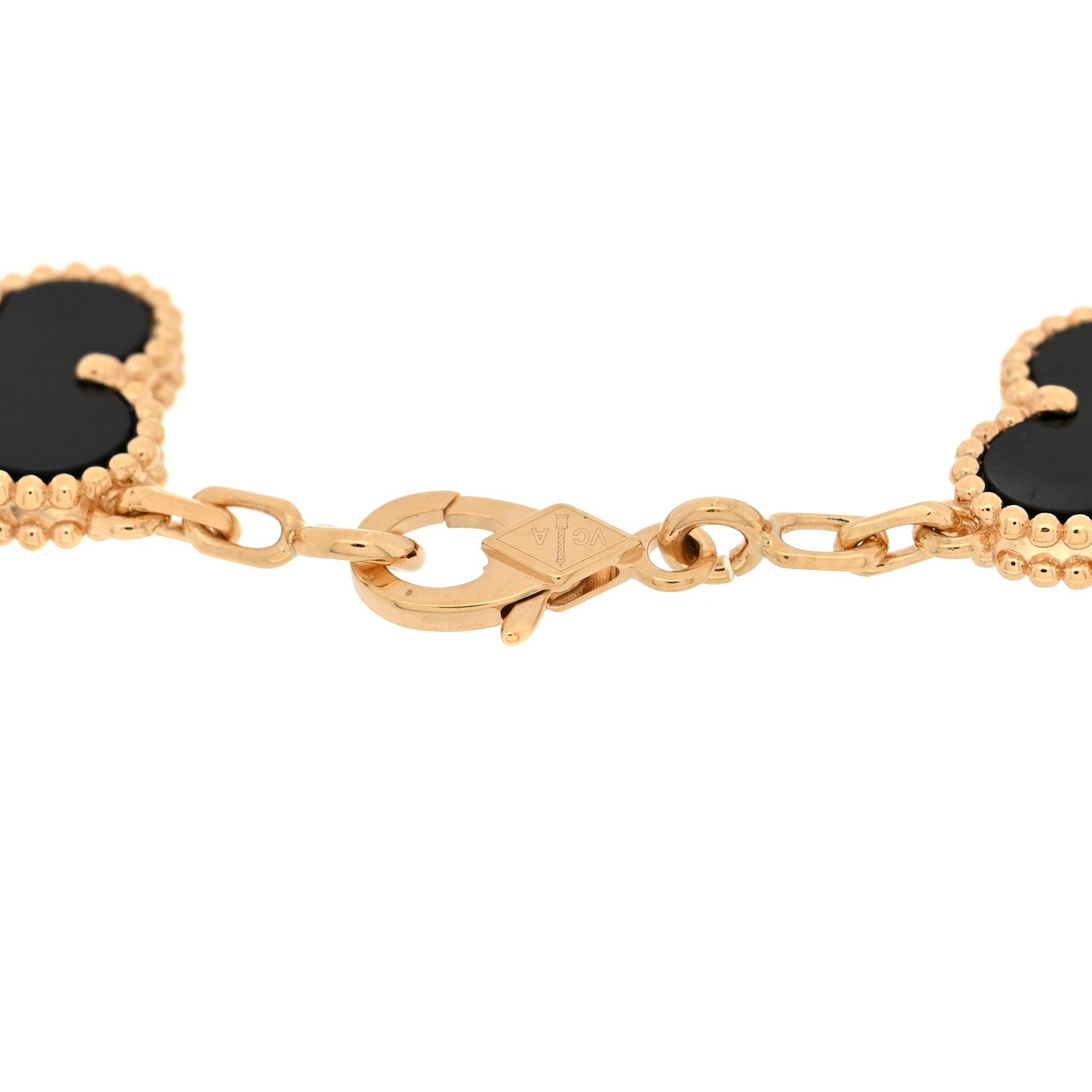 Van Cleef & Arpels 18K Yellow Gold Black Onyx 5 Motifs Vintage Alhambra Bracelet 3 of 4