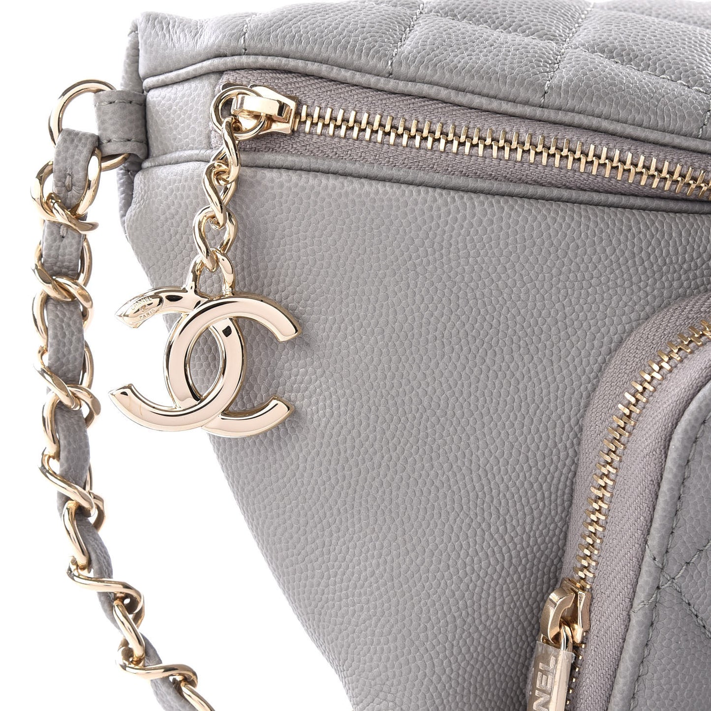 Caviar Quilted Business Affinity Waist Bag Grey