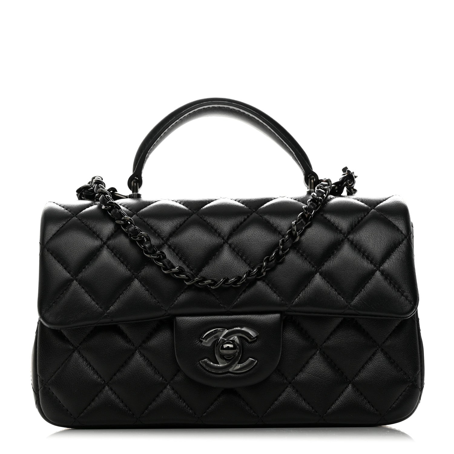 Chanel Lambskin Quilted Mini Top Handle Rectangular Flap So Black 1 of 11