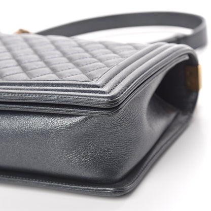 Chanel Pearl Calfskin New Medium Boy Flap Dark Grey 9 of 13