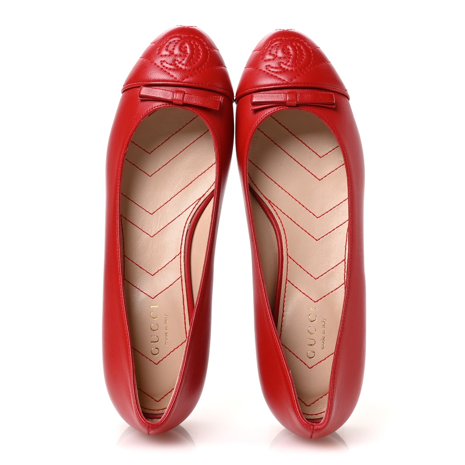 Gucci Nappa Charlotte Double G Ballet Flats 37 Maple Red 2 of 9