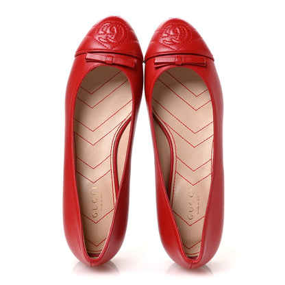Gucci Nappa Charlotte Double G Ballet Flats 37 Maple Red 2 of 9