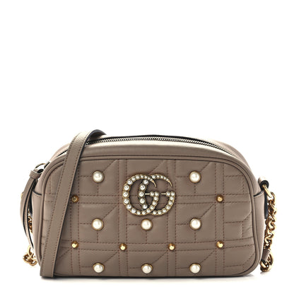 Gucci Calfskin Matelasse Studded Small Pearly GG Marmont Chain Shoulder Bag Porcelain Rose 1 of 12