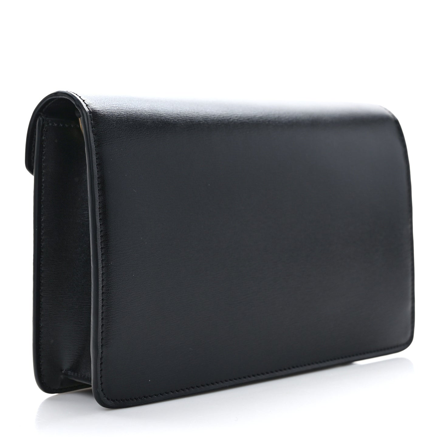 Shiny Calfskin Triomphe Margo Wallet on Chain Black