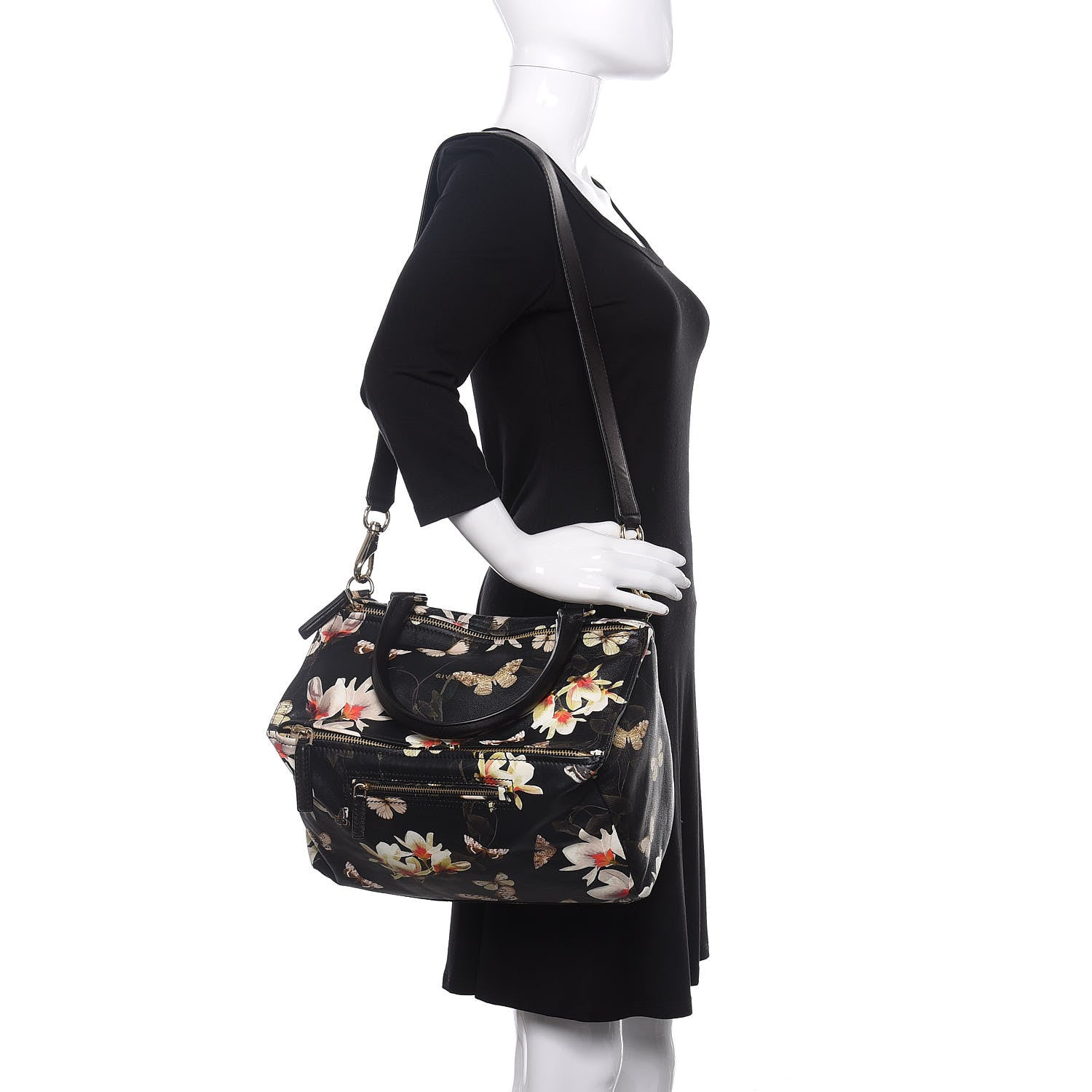 Givenchy Lambskin Magnolia Print Medium Pandora Black 2 of 12