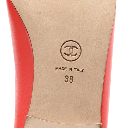 Chanel Lambskin Cap Toe Ballerina Flats 38 Coral 7 of 9