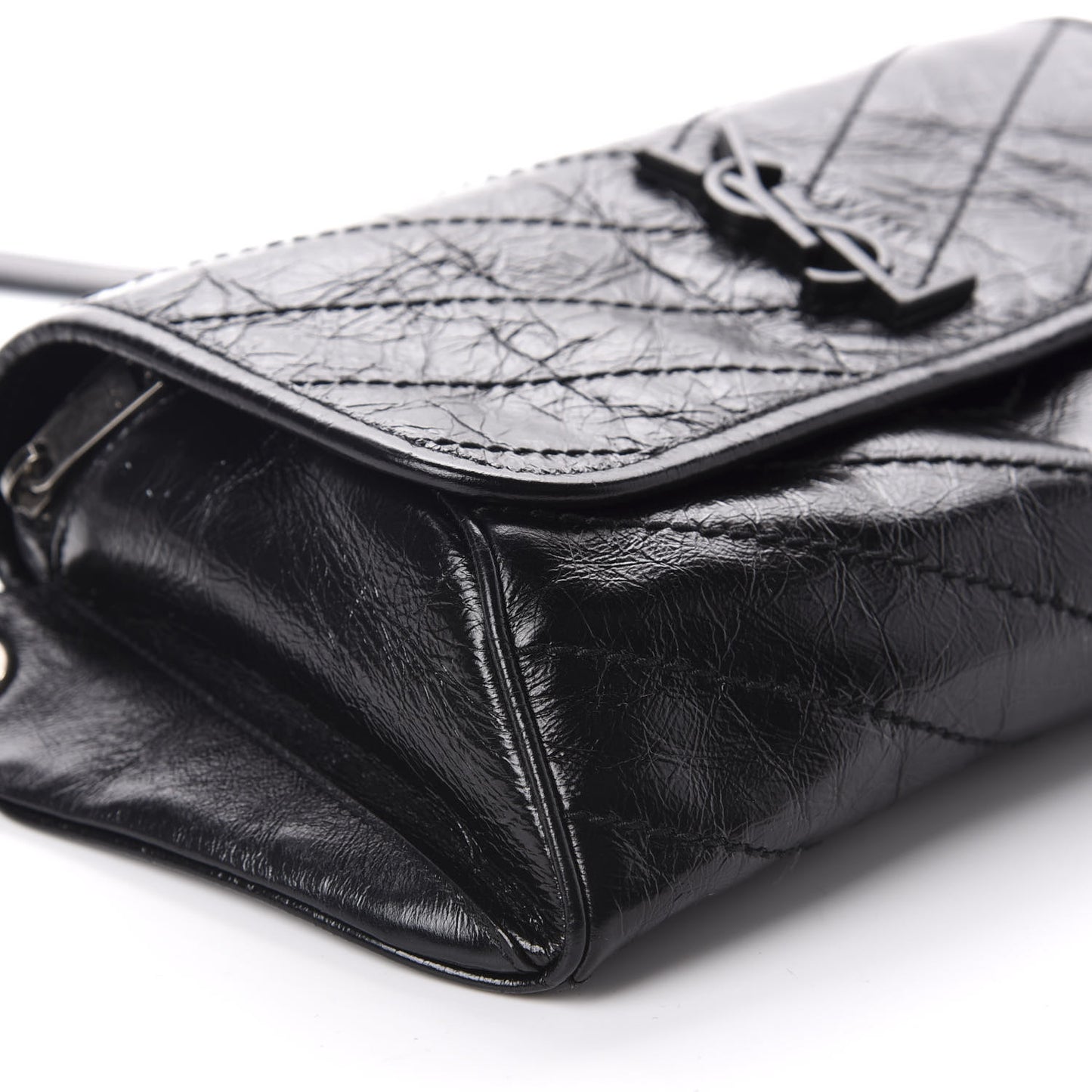 Crinkled Calfskin Matelasse Monogram Niki Body Bag Black