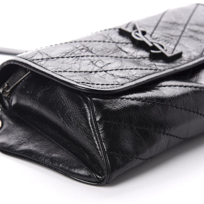 Saint Laurent Crinkled Calfskin Matelasse Monogram Niki Body Bag Black 7 of 12