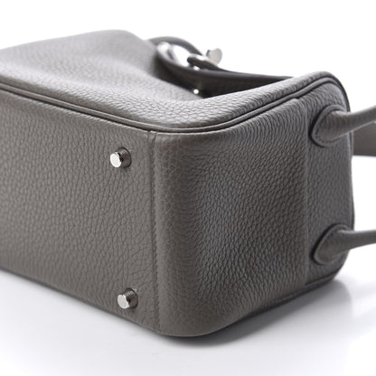 Hermes Taurillon Clemence Mini Lindy 20 Etain 7 of 11