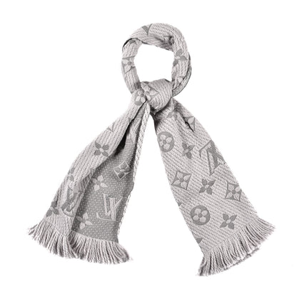 Louis Vuitton Wool Silk Logomania Scarf Pearl Grey 1 of 4