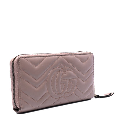 Gucci Calfskin Matelasse GG Marmont Zip Around Wallet Porcelain Rose 2 of 7