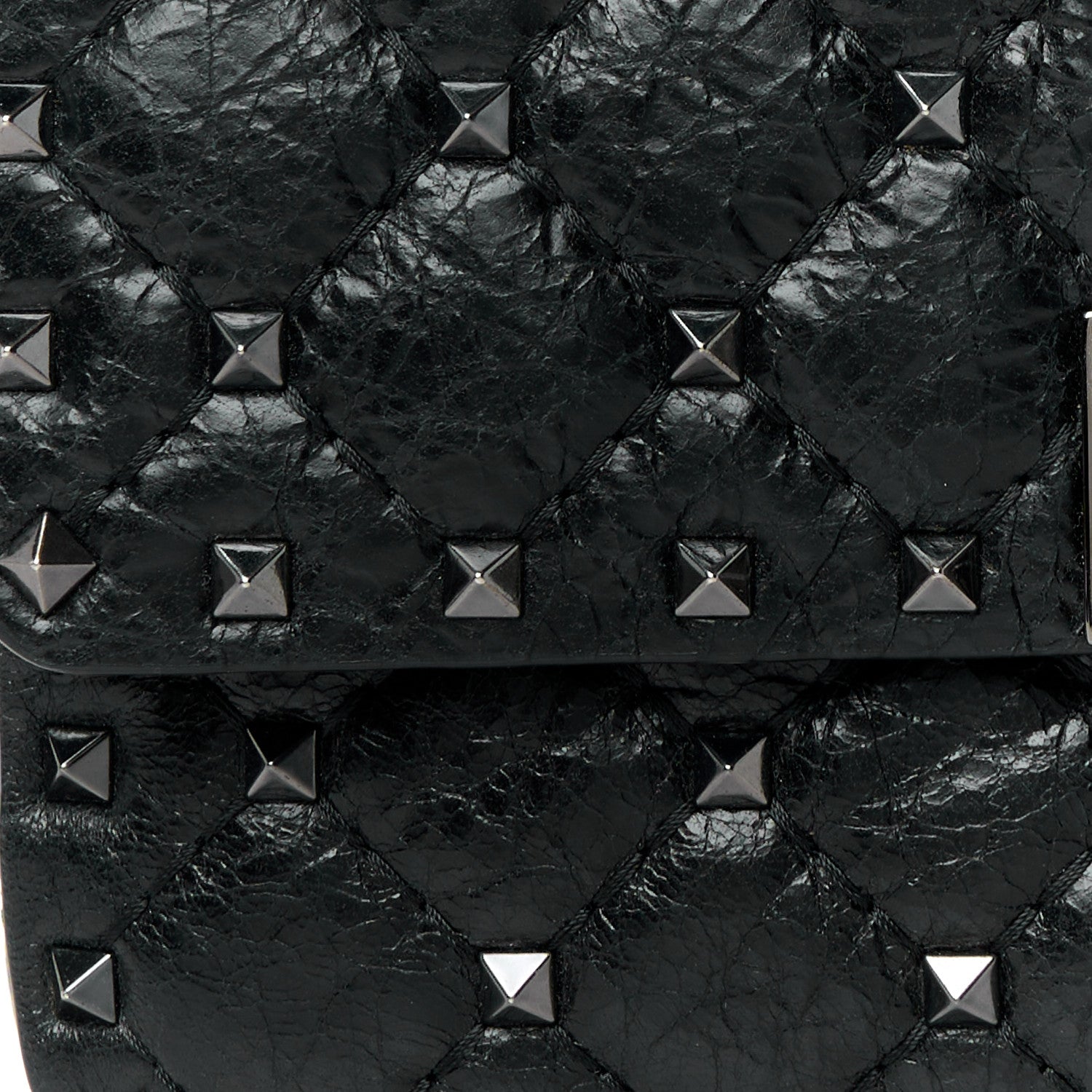 Valentino Garavani Craquele Nappa Small Rockstud Spike Shoulder Bag Black 8 of 10