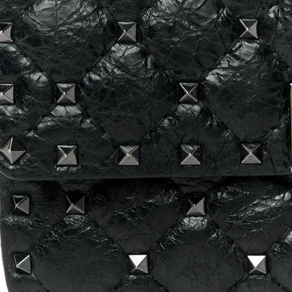 Valentino Garavani Craquele Nappa Small Rockstud Spike Shoulder Bag Black 8 of 10