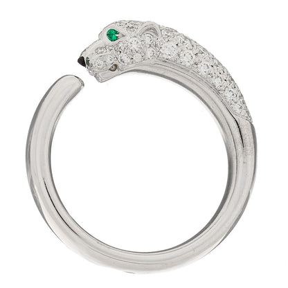 Cartier 18K White Gold Diamond Black Onyx Emerald Panthere De Cartier Ring 55 7.25 3 of 9