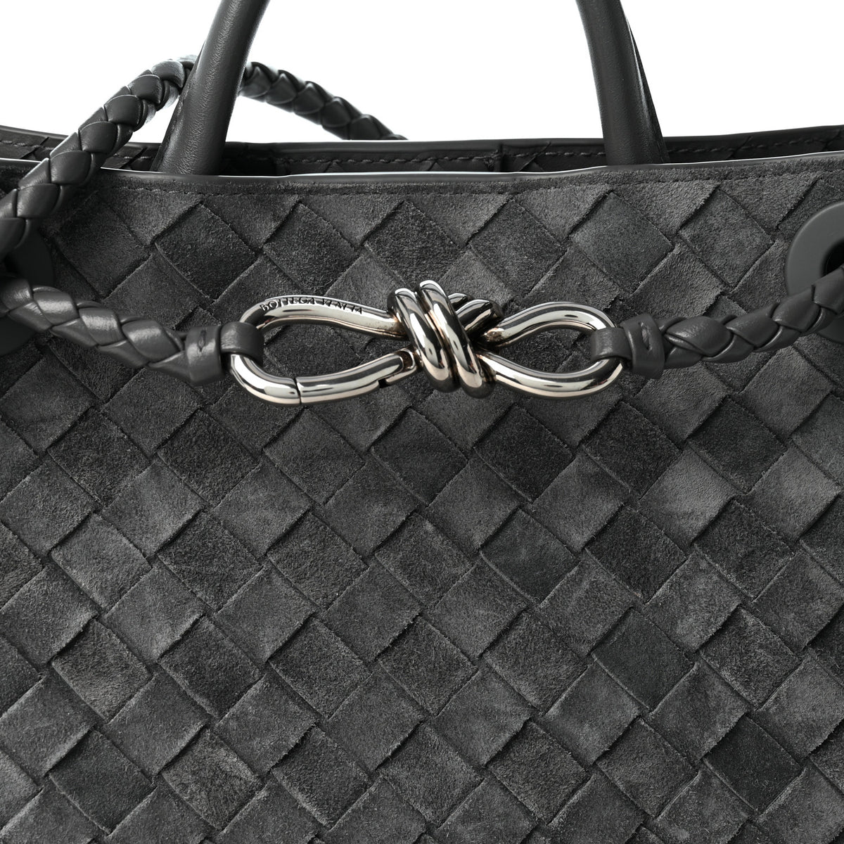 Bottega Veneta Suede Intrecciato Small Andiamo Shoulder Bag Graphite 6 of 8