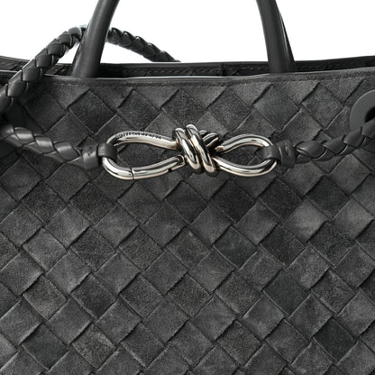 Bottega Veneta Suede Intrecciato Small Andiamo Shoulder Bag Graphite 6 of 8