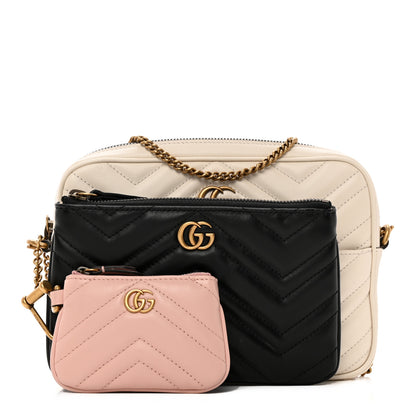 Gucci Calfskin Matelasse GG Marmont Multi-Use Mini Bag 85 34 Black Perfect Pink Mystic White 1 of 17