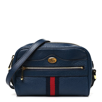 Gucci Textured Calfskin Web Mini Ophidia Shoulder Bag Blue Agata 1 of 10