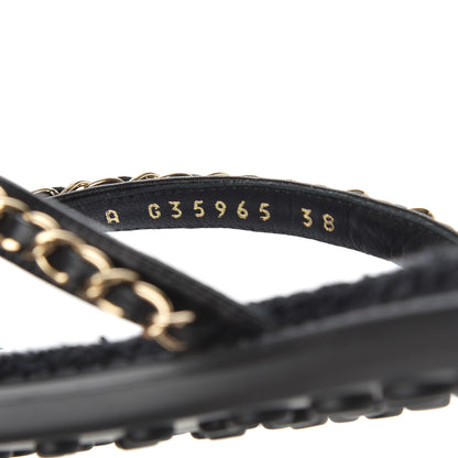 Chanel Lambskin CC Chain Thong Sandals 38 Black 8 of 9