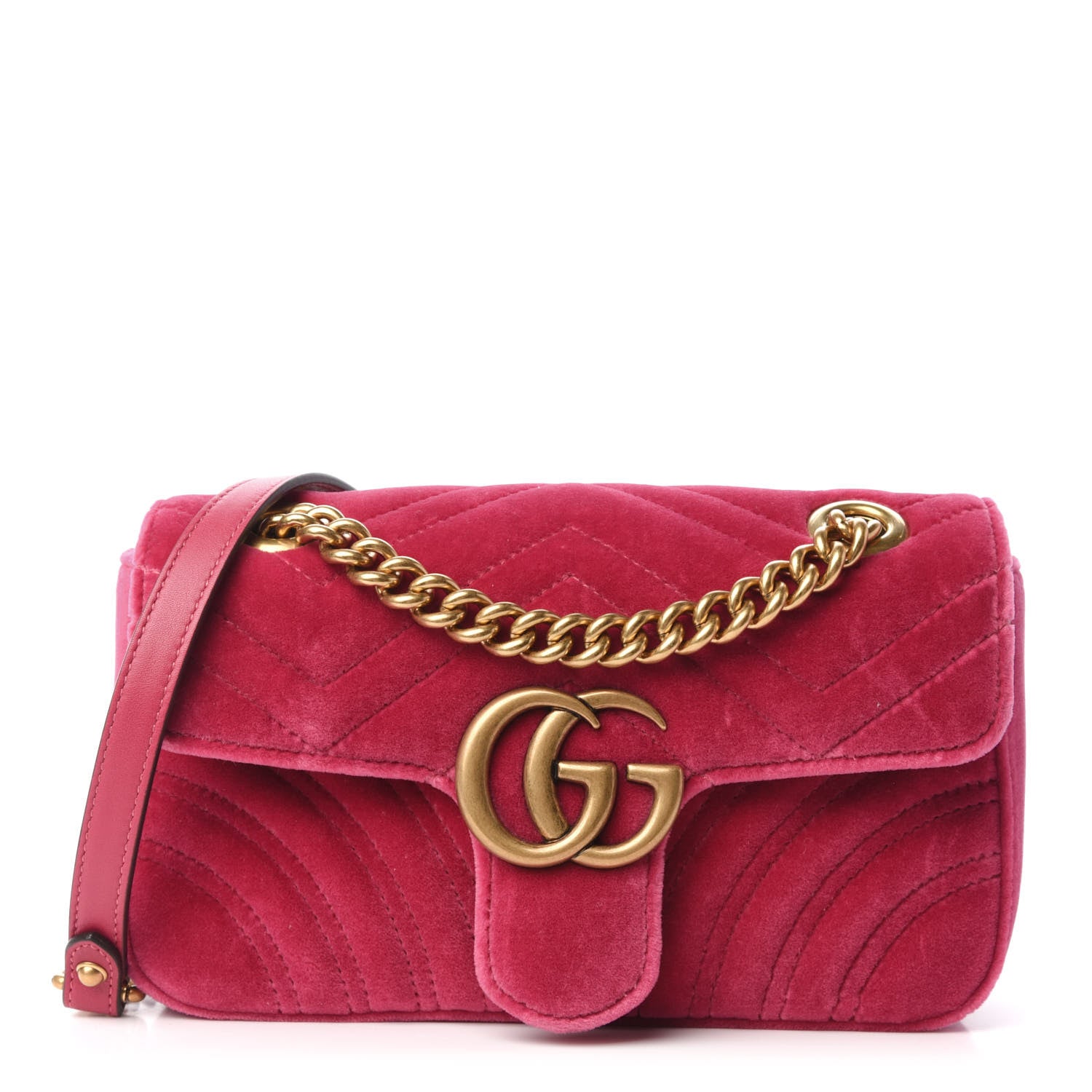 Gucci Velvet Matelasse Mini GG Marmont Shoulder Bag Light Raspberry Rose 1 of 11