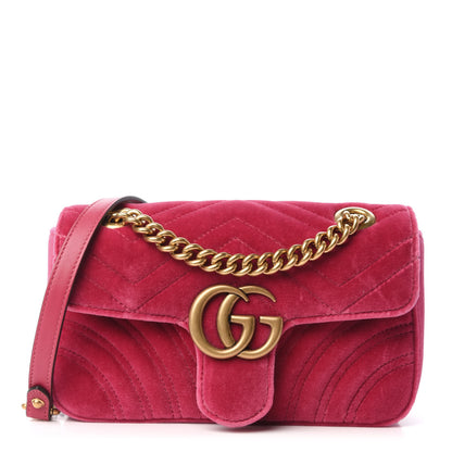 Gucci Velvet Matelasse Mini GG Marmont Shoulder Bag Light Raspberry Rose 1 of 11