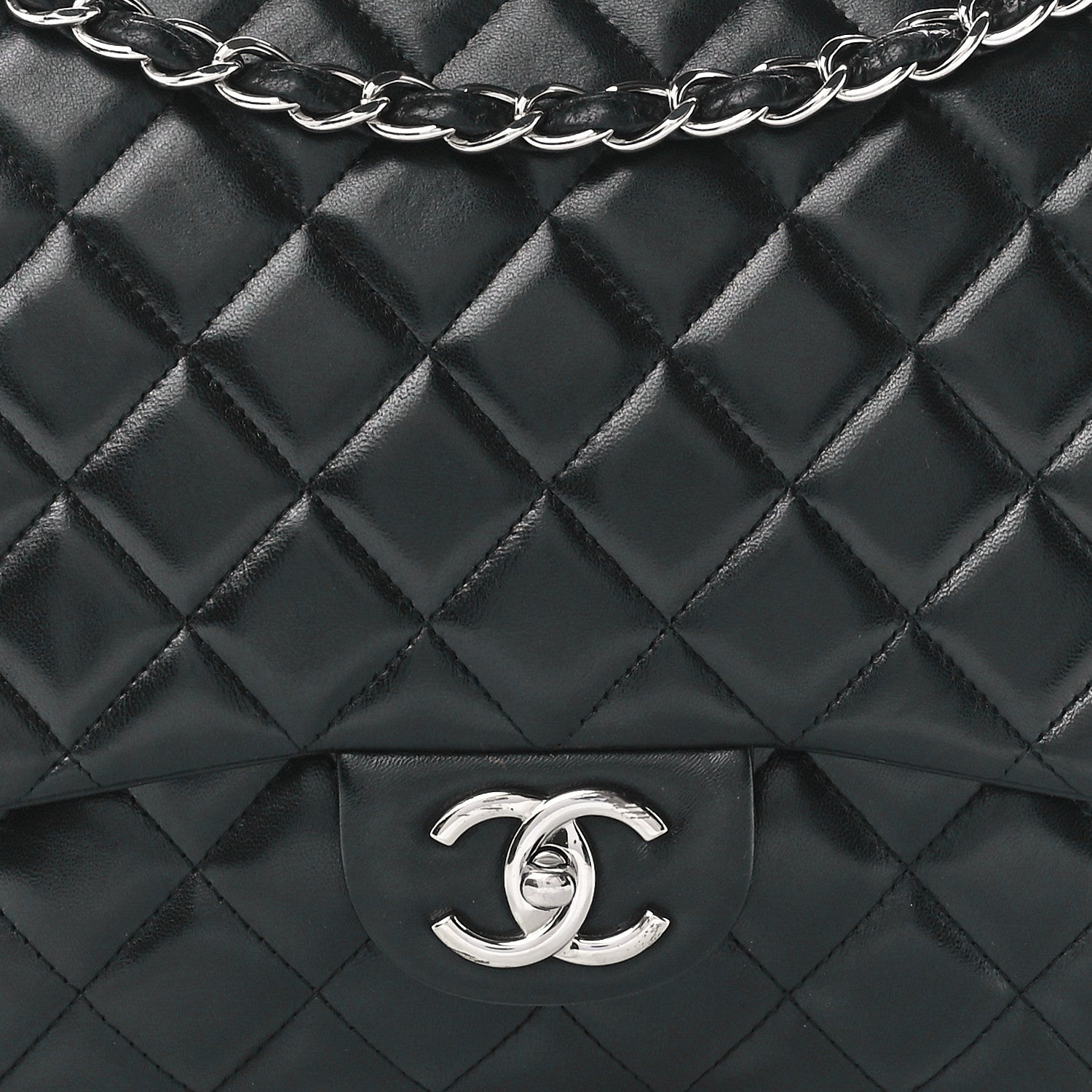 Chanel Lambskin Quilted Maxi Double Flap Black 9 of 12