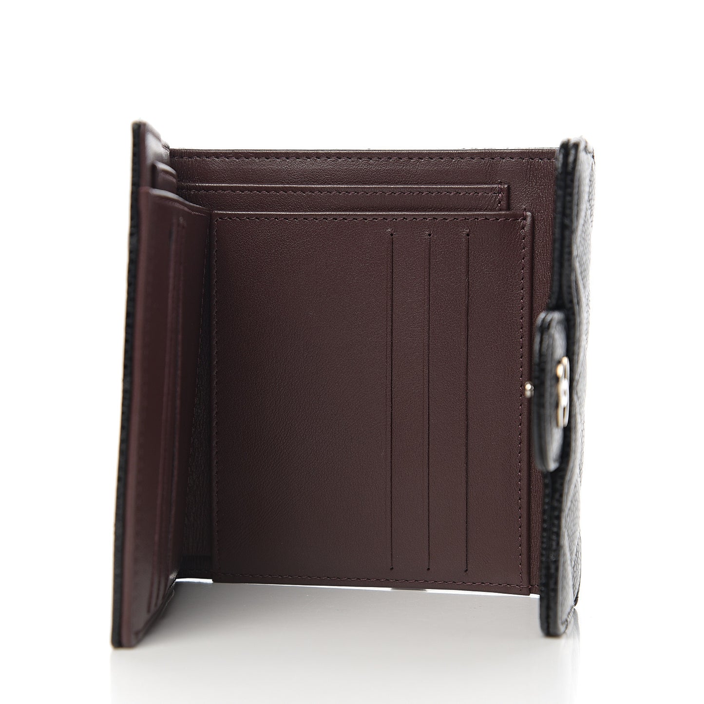 Caviar Quilted Compact Flap Wallet Black