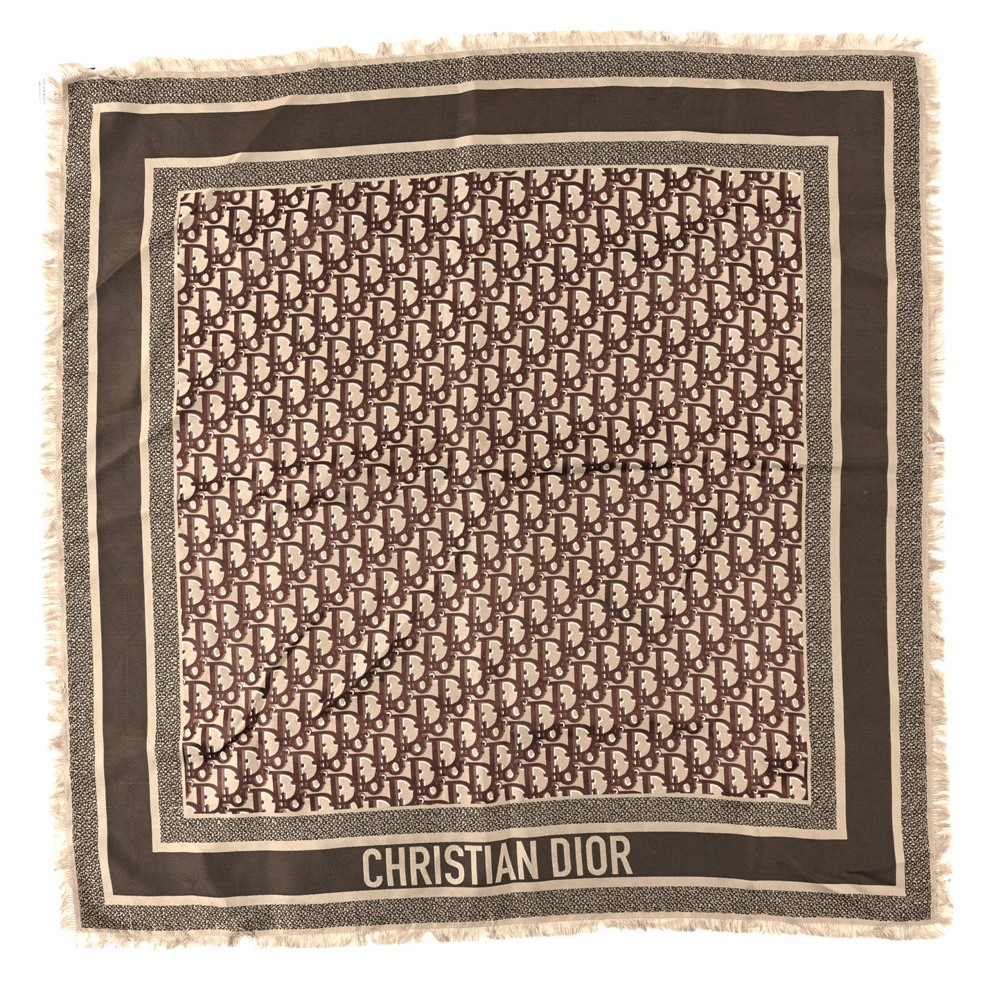 Silk Oblique Scarf Brown