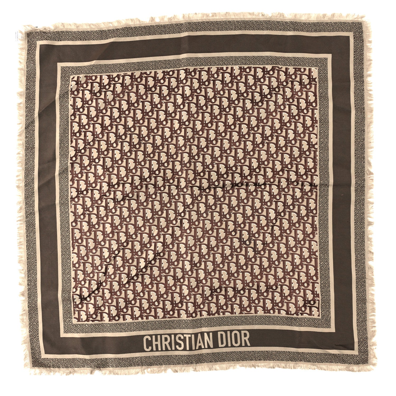 Christian Dior Silk Oblique Scarf Brown 1 of 3