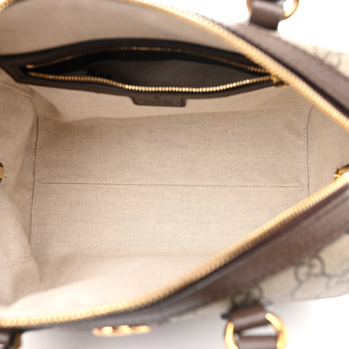 GG Supreme Monogram Web Small Ophidia Top Handle Bag Beige Ebony