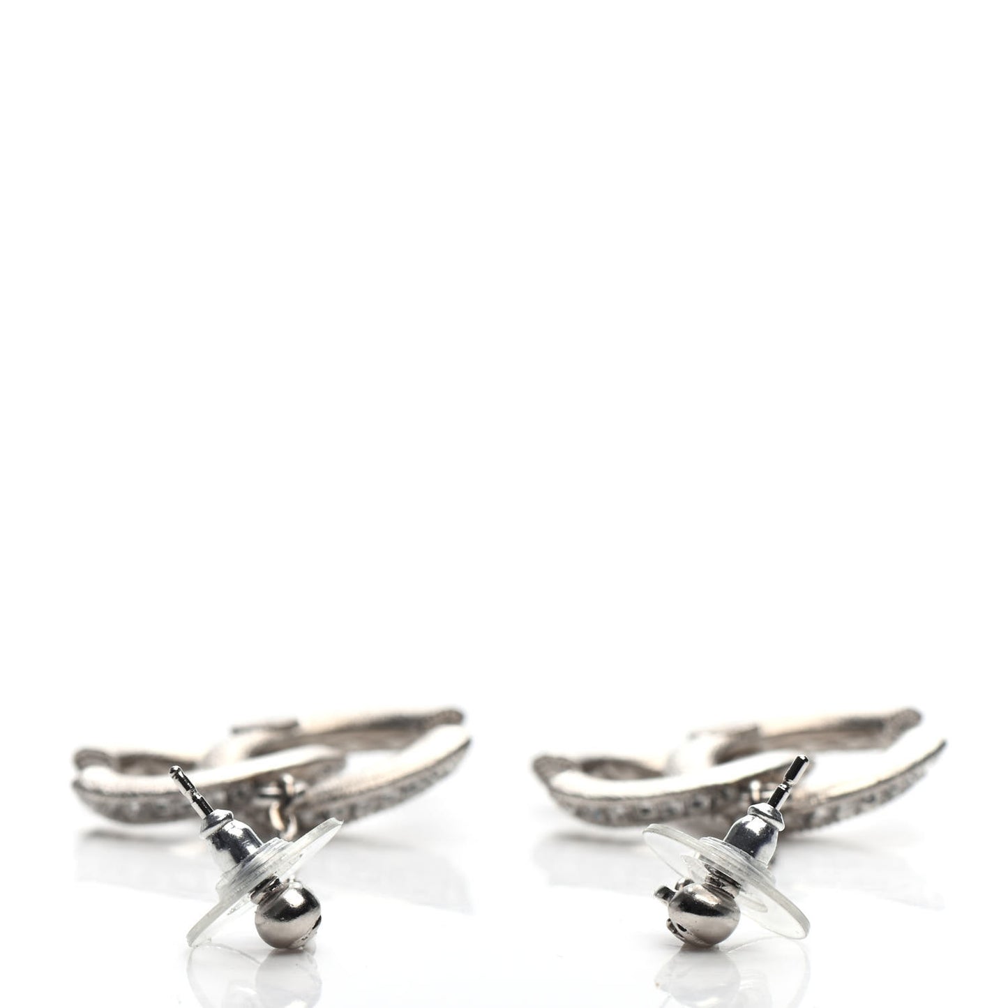 Crystal CC Drop Earrings Silver
