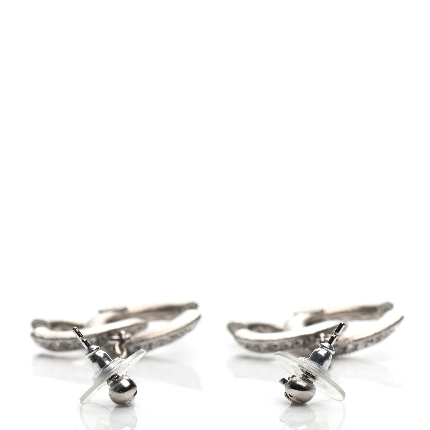 Chanel Crystal CC Drop Earrings Silver 3 of 4