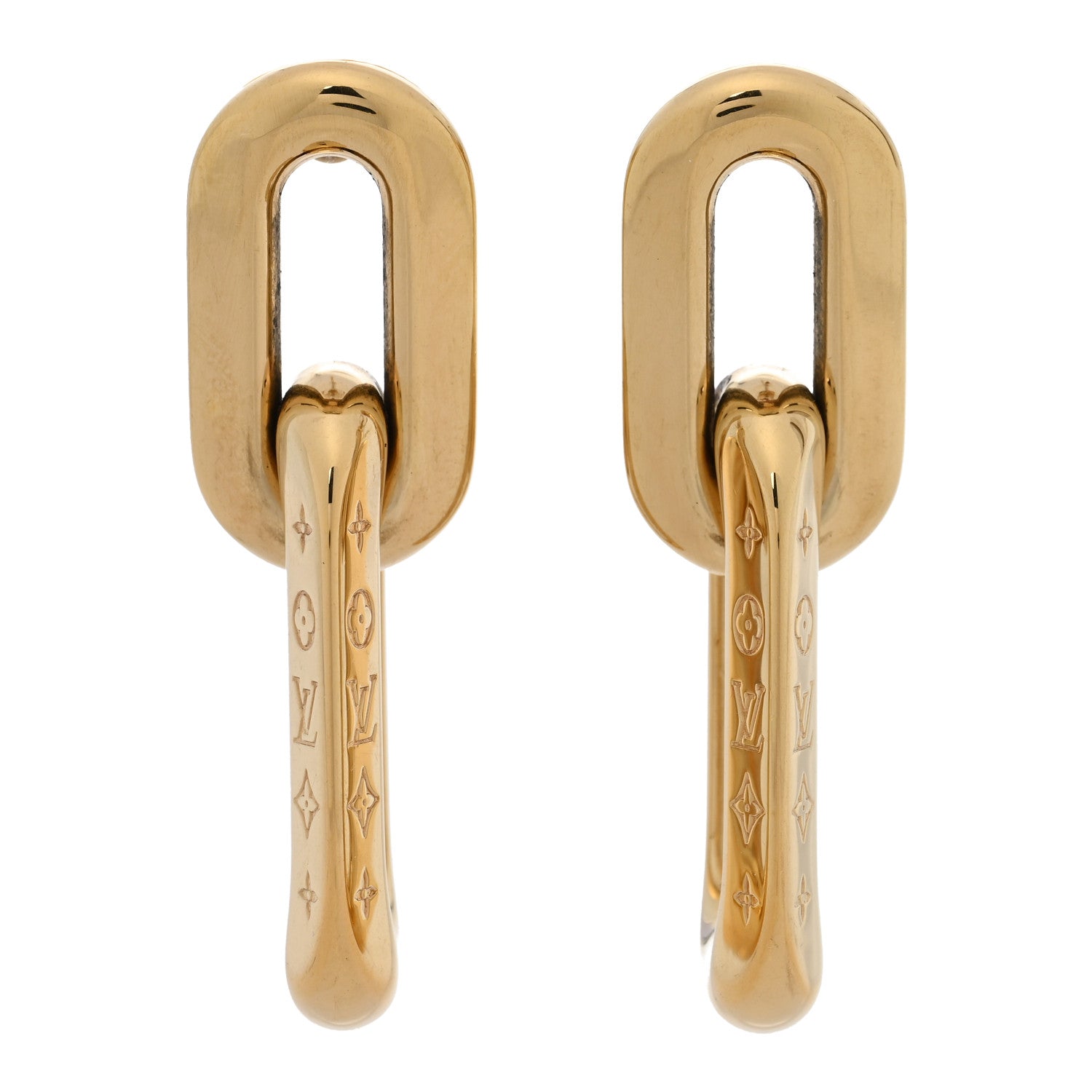 Louis Vuitton Metal LV Edge Double Hoop Earrings Gold 1 of 5