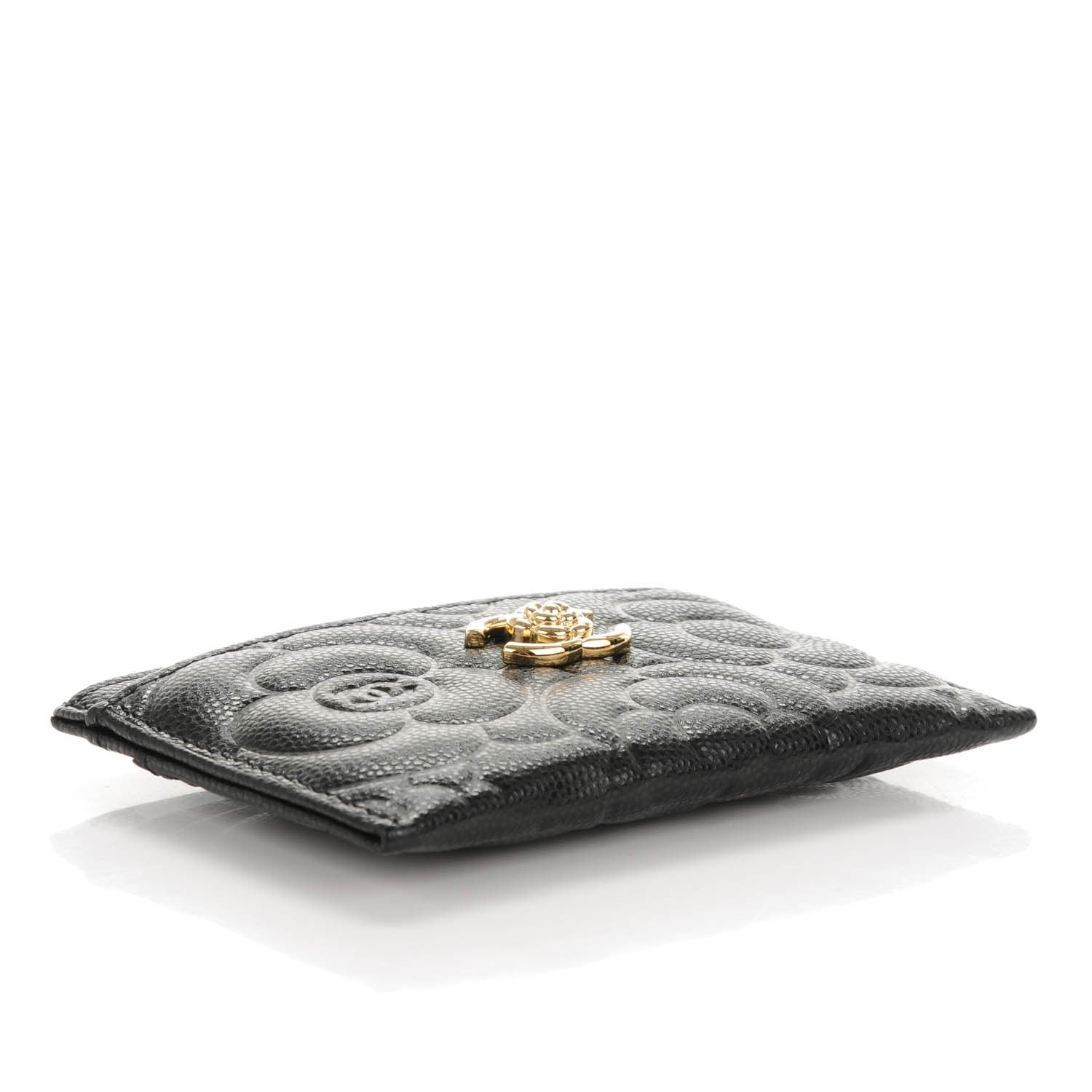 Chanel Caviar Camellia Embossed Card Holder Black 5 of 8
