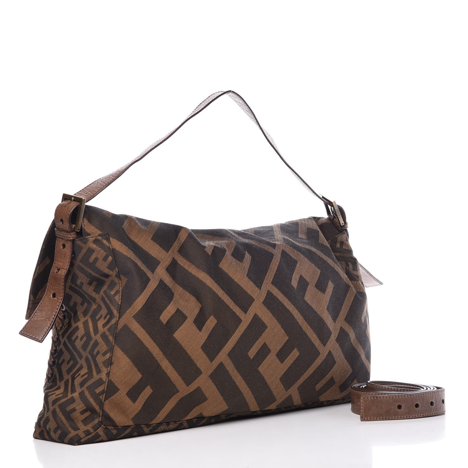 Fendi Zucca Pelle Naturale Maxi Baguette Tobacco Marrone 4 of 9