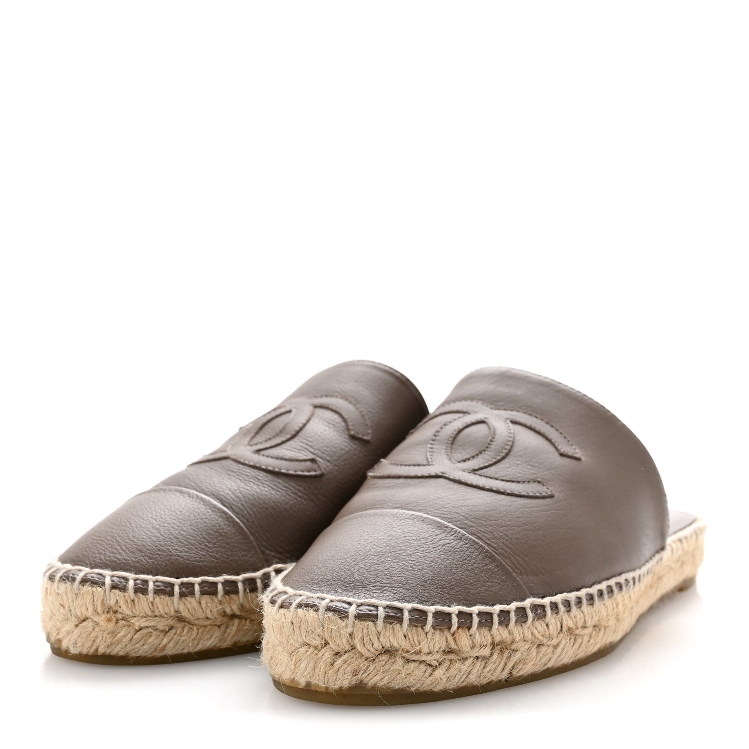 Chanel Calfskin CC Espadrille Mules 39 Dark Beige 4 of 10