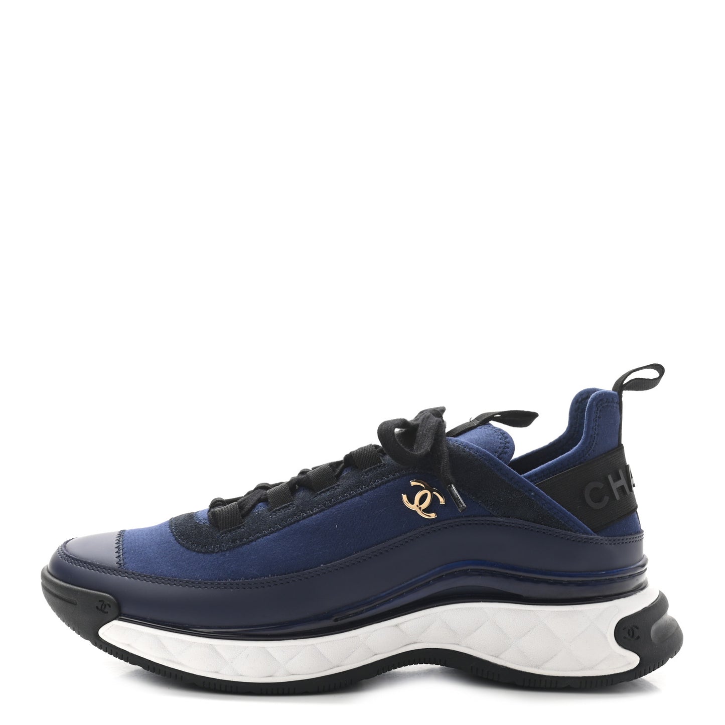 Suede Calfskin Mixed Fibers CC Sneakers 40 Navy