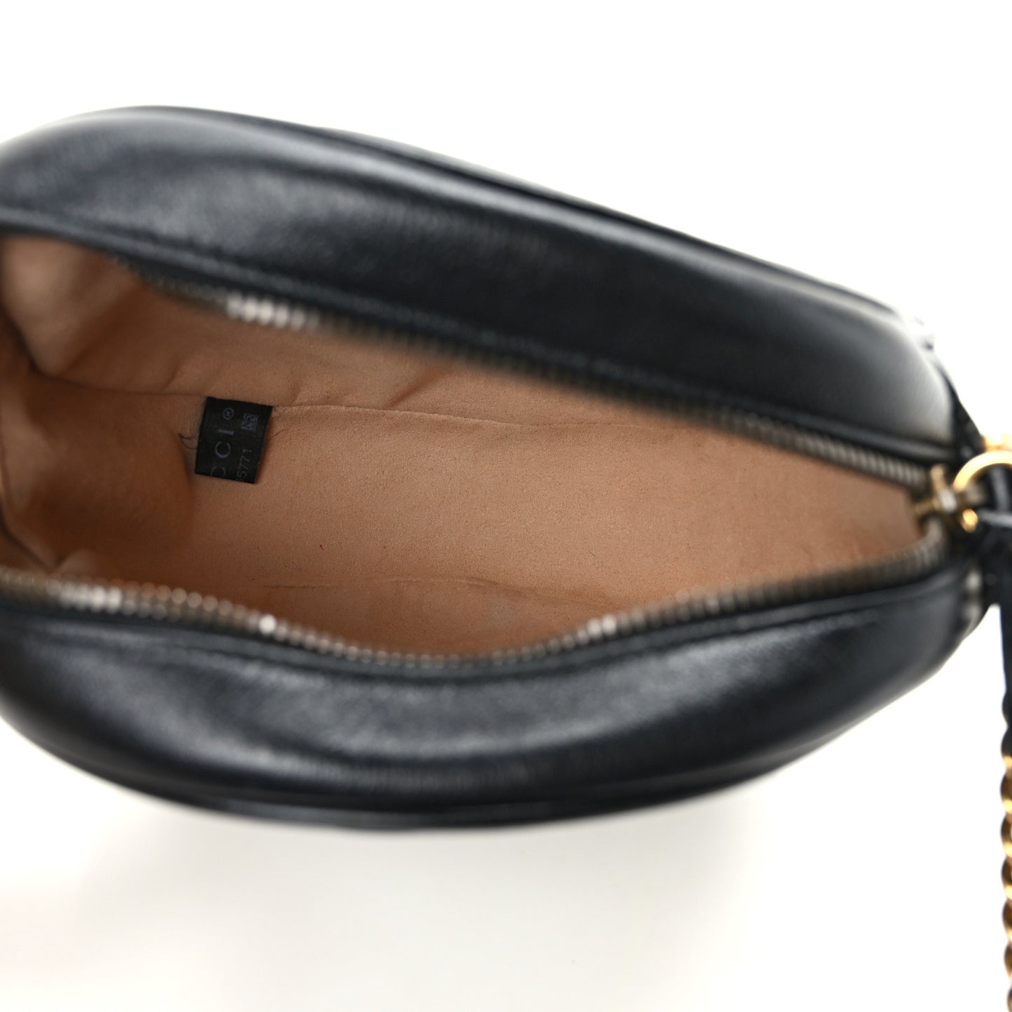 Azalea Calfskin Matelasse Heart Mini GG Marmont Round Shoulder Bag Black