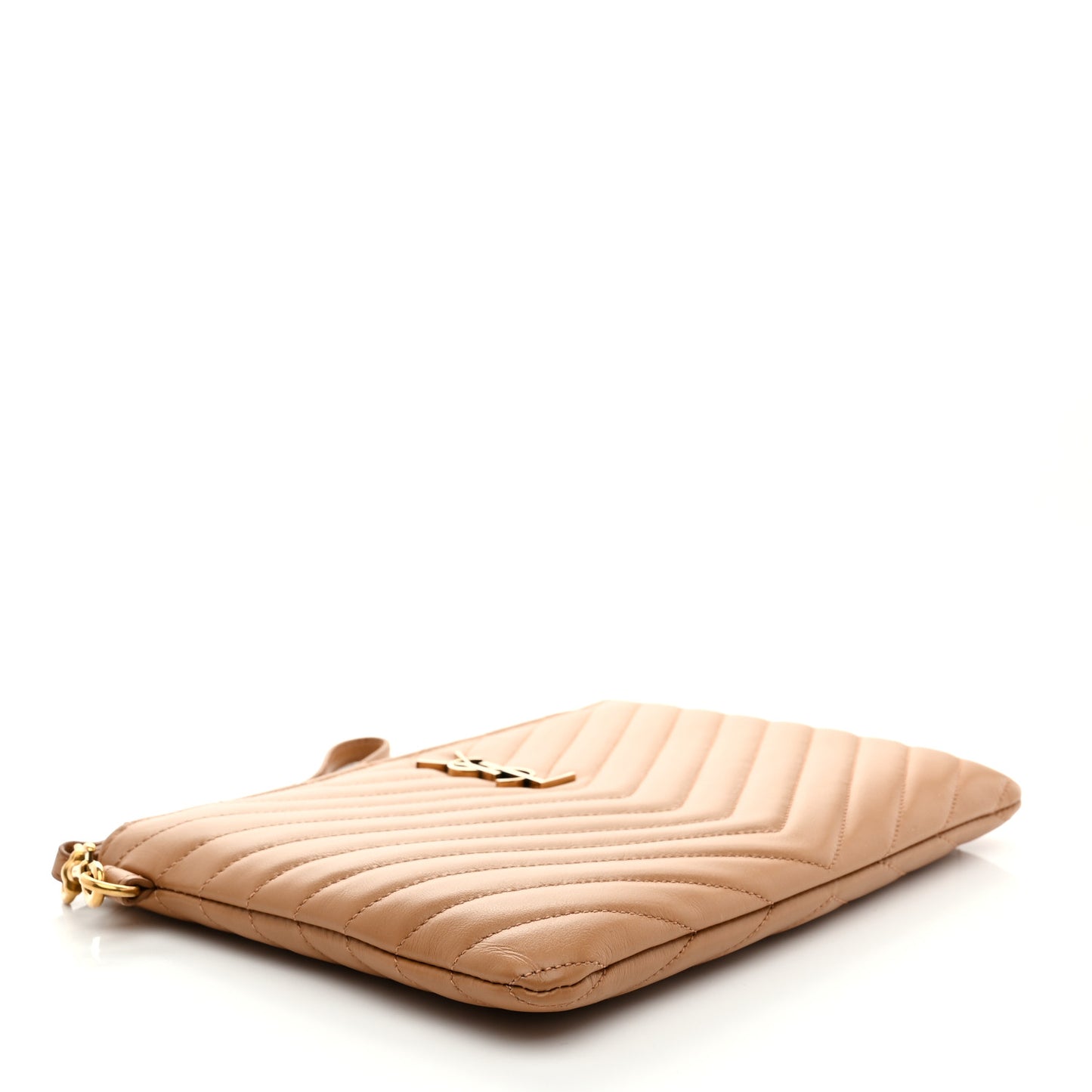 Calfskin Matelasse Chevron Monogram A5 Wristlet Dune