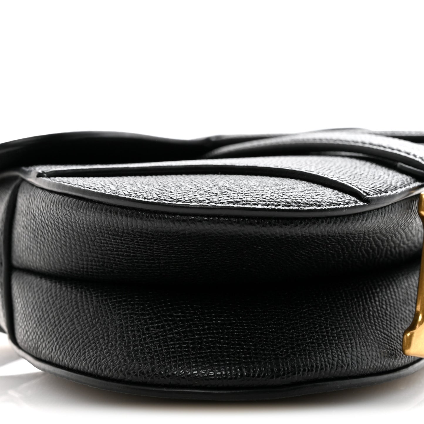 Grained Calfskin Mini Saddle Bag With Strap Black