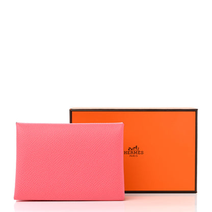 Hermes Epsom Calvi Duo Card Case Rose Azalee 8 of 8