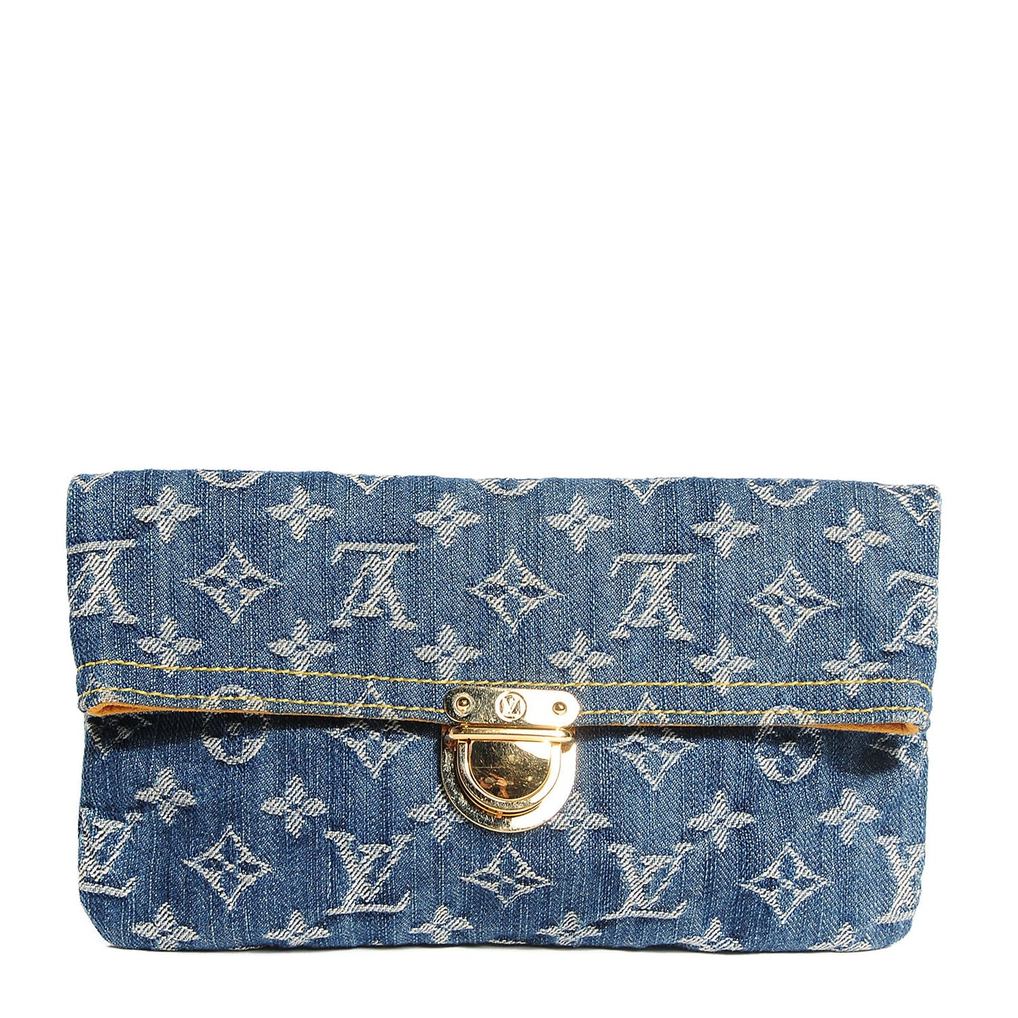 Monogram Denim Pochette Plat Clutch Blue